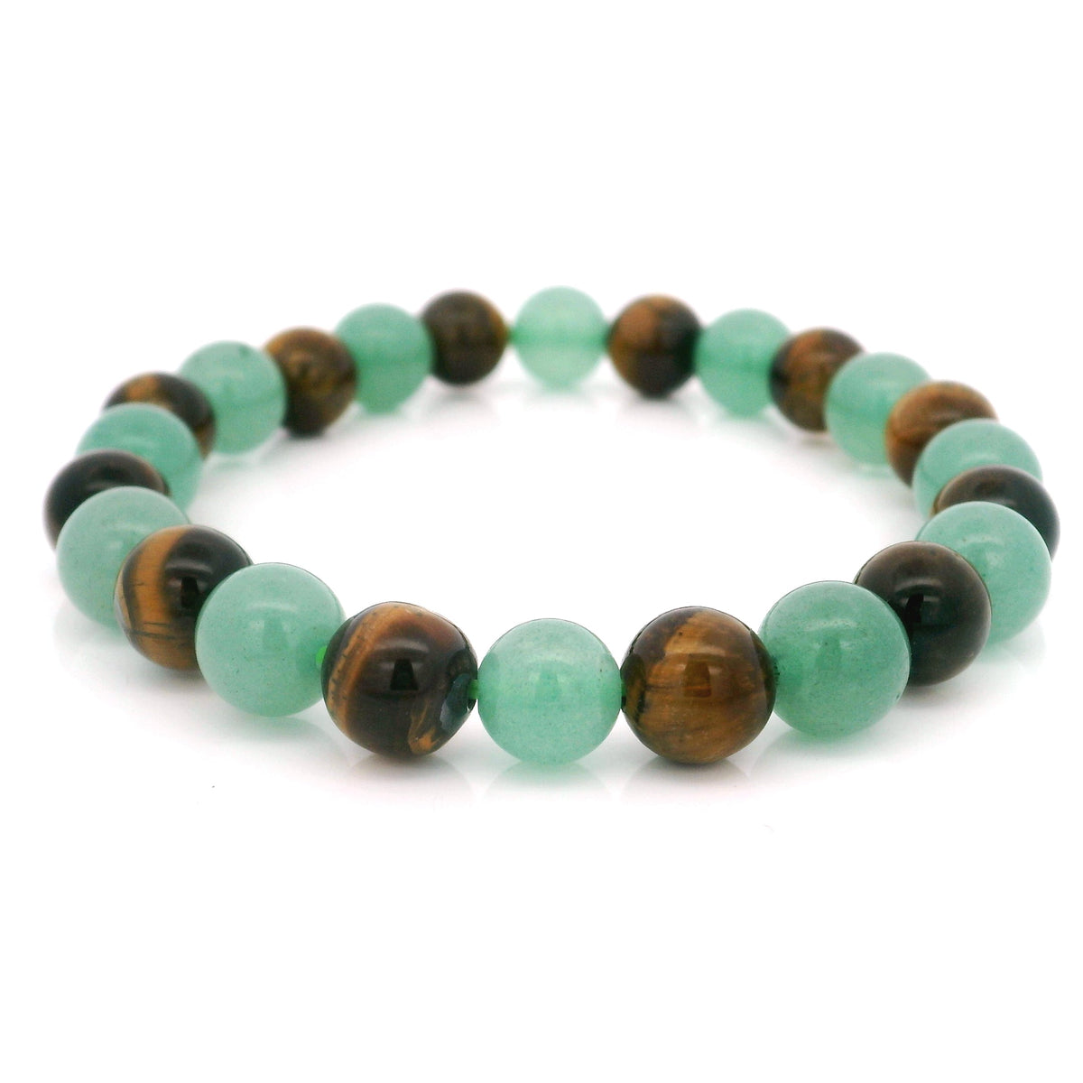 Solar Abundance & Golden Focus Bracelet (Tiger Eye · Citrine · Green Aventurine) — Real White-Background Product Photography