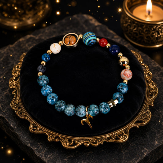 Custom 12-Zodiac Natural Stone Bracelet — Soleilx Atelier