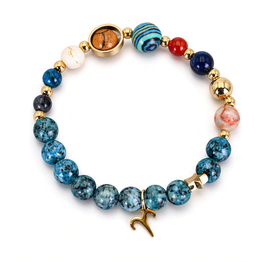 Custom 12-Zodiac Natural Stone Bracelet — Real Studio Product Photography